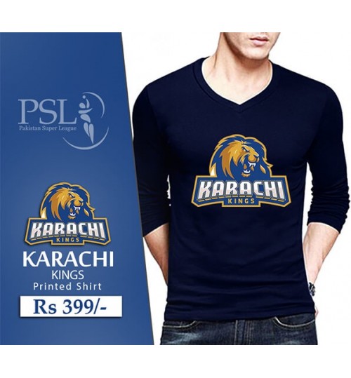 PSL 2017 Navy Blue Karachi Kings Full Sleeves T-Shirt